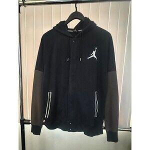 Men’s Air Jordan Black /Gray Full Zip Snap Up Hoodie Sweater Size Large *Read*